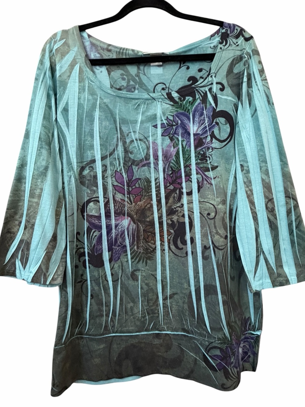 Dressbarn Y2K Sublimation Graphic Top XL Made in USA Whimsy Grunge Fairy